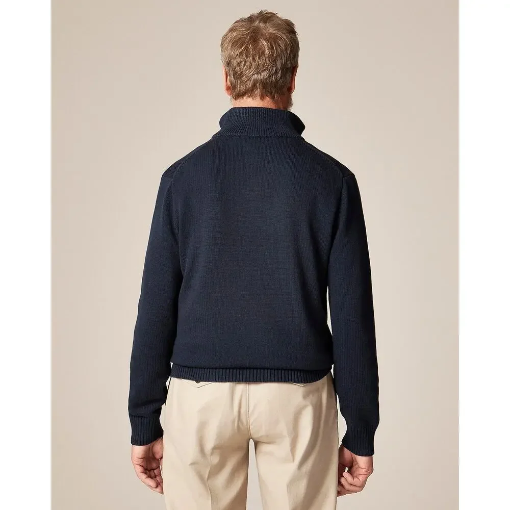 J. Crew Men's Heritage Cotton Quarter-Zip Sweater Long Sleeves Navy Size M NWT
